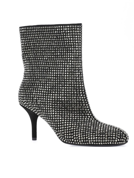 Scoop Shoes - Scoop Rhinestone Ankle Booties Black Stiletto Heel Zip Boots Women’s 7 NWT